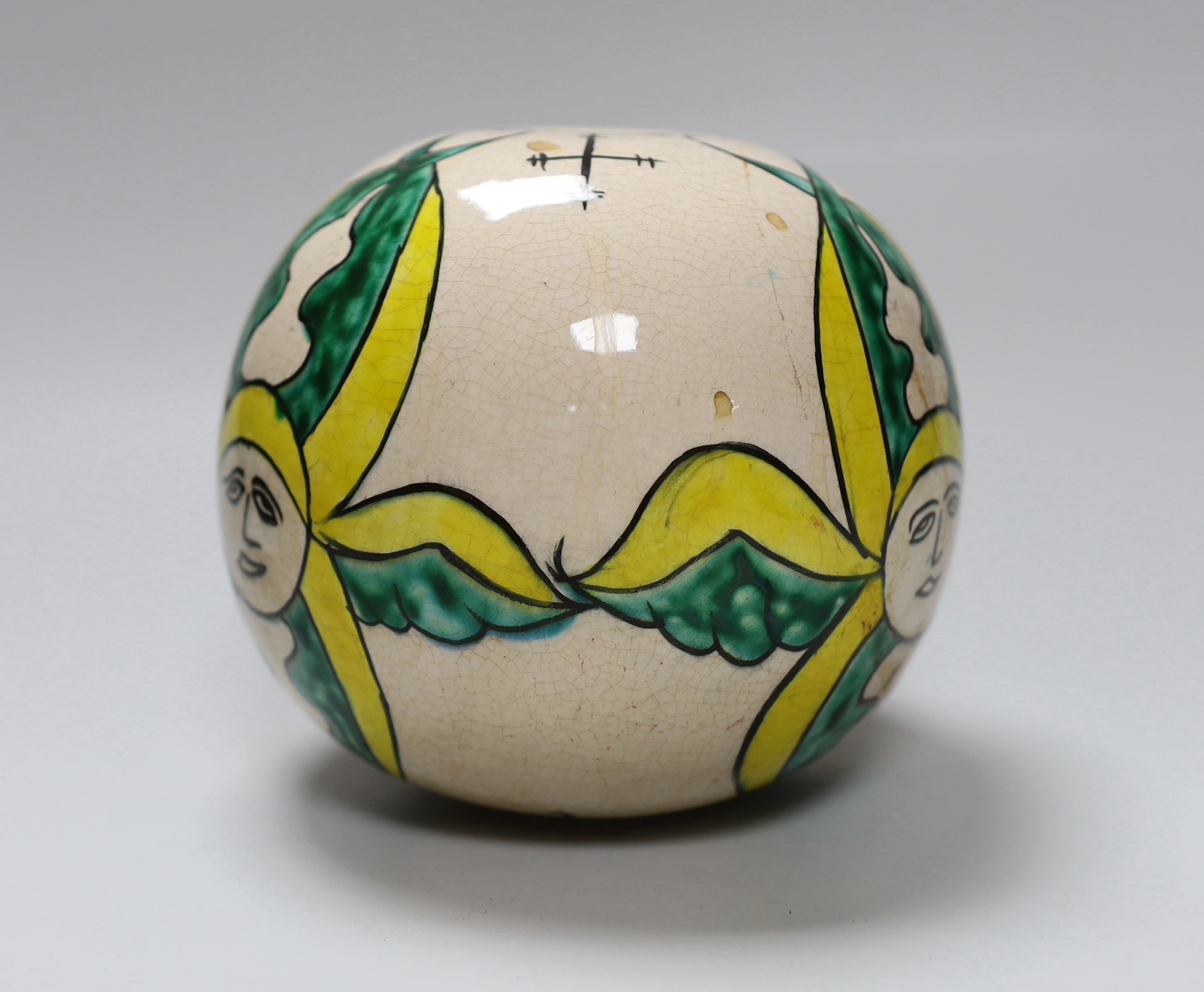 A Turkish Armenian pottery hanging ball 14cm high